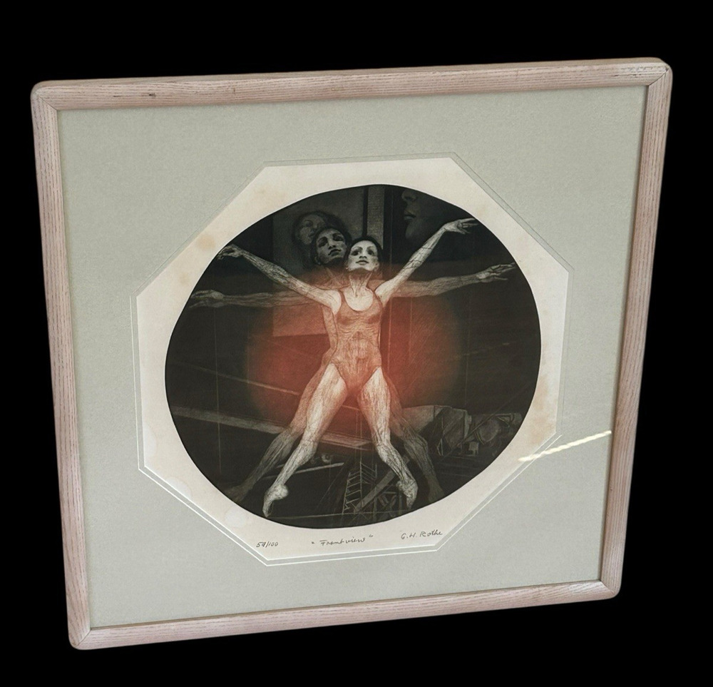 Authentic G. H. Rothe Hand-Signed Limited Edition Mezzotint Titled “Front View"